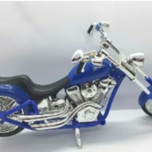 Blue Motorcycle Toy with Silver Accents